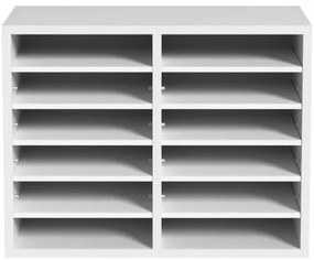 VEVOR Literature Organizers, 12 Compartments Office Mailbox with Adjustable Shelves, Wood Literature Sorter 20.4x12x16.1 inches for Office, Home, Classroom, Mailrooms Organization, EPA Certified White
