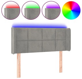 Κεφαλάρι Κρεβατιού LED Ανοιχτό Γκρι 93x16x78/88 εκ. Βελούδινο 3123272