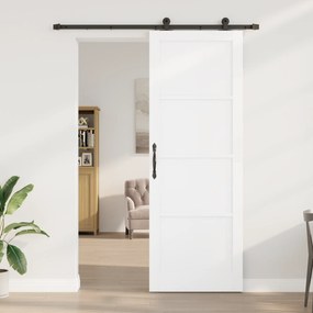vidaXL Συρόμενη Πόρτα με Σετ Εξαρτημάτων Λευκή 83x232 cm Στερεό Ξύλο Πεύκο