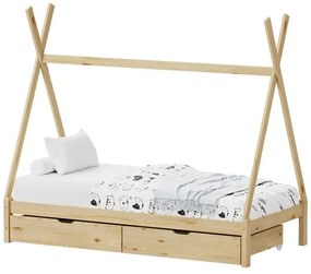 Κρεβάτι Παιδικό Lalitto (Για Στρώμα 90x190cm) 370-000018 Με Συρτάρια 196x98x170cm Natural Single