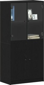 vidaXL Highboard Μαύρη Οξυά 68 x 37 x142 εκ.