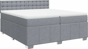 vidaXL Κρεβάτι Boxspring με Στρώμα Ανοιχτό Γκρι 200x200 εκ. Υφασμάτινο