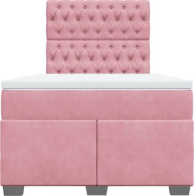 vidaXL Κρεβάτι Boxspring με Στρώμα Ροζ 120x190 εκ. Βελούδινο