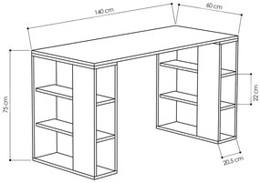 Γραφείο Colmar χρώμα λευκό -σκούρο φυσικό 140x60x75εκ 140x60x75 εκ.