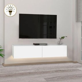 Megapap Έπιπλο Τηλεόρασης Επιτοίχιο Aristo Από Μελαμίνη Με Led Λευκό 135x31,6x25εκ.