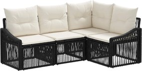 vidaXL Σετ Καναπέ Κήπου 4 pcs Μαύρο συνθετικό ρατάν
