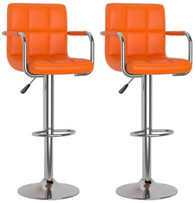 vidaXL Σκαμπό Μπαρ 2 τεμ. Πορτοκαλί από Συνθετικό Δέρμα