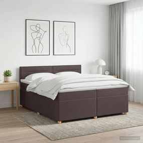 vidaXL Κρεβάτι box spring με στρώμα Σκούρο Καφέ 200 x 200 cm Ύφασμα