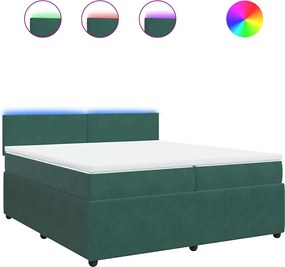 vidaXL Κρεβάτι Boxspring με Στρώμα Σκούρο Πράσινο 200x200εκ. Βελούδινο