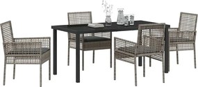 vidaXL Σέτ φαγητού για κήπο 5 pcs Γκρι συνθετικό ρατάν