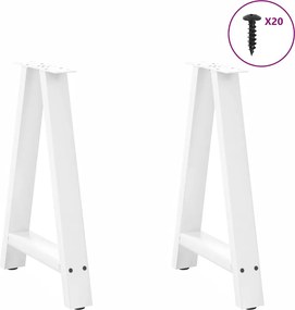 vidaXL Πόδια Τραπεζαρίας σε Σχήμα Α, 2 τεμ. Λευκά 50x(72-73) εκ. Ατσάλι