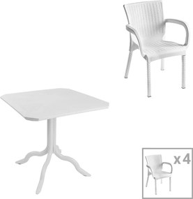 Τραπεζαρία Icon-Festive pakoworld σετ 5τεμ PP σε λευκή απόχρωση