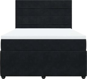 vidaXL Κρεβάτι Boxspring με Στρώμα Μαύρο 140x200 εκ. Βελούδινο