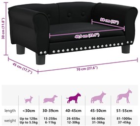 vidaXL Κρεβάτι Σκύλου Μαύρο 70 x 45 x 30 εκ. από Συνθετικό Δέρμα