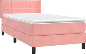vidaXL Κρεβάτι Boxspring με Στρώμα Ροζ 100x200 εκ. Βελούδινο