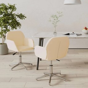 vidaXL Καρέκλες Τραπεζαρίας Περιστρεφόμενες 2 τεμ. Κρεμ Υφασμάτινες