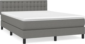 vidaXL Κρεβάτι Boxspring με Στρώμα Σκούρο Γκρι 140x190 εκ. Υφασμάτινο
