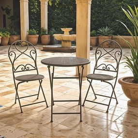 Τραπεζαρία Walen σετ 3τεμ μέταλλο σε μπρονζέ απόχρωση