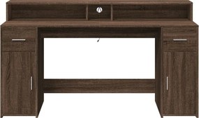 vidaXL Γραφείο με LED Καφέ δρυς 160x55x91 εκ. Επεξεργ. Ξύλο