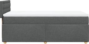 vidaXL Κρεβάτι Boxspring με Στρώμα Σκούρο Γκρι Single Υφασμάτινα
