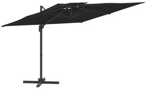 Ομπρέλα Κρεμαστή με Διπλή Κορυφή Μαύρη 400 x 300 εκ. - Μαύρο