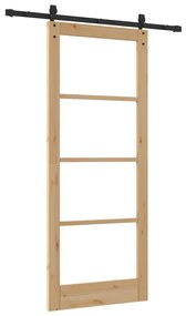 vidaXL Συρόμενη Πόρτα Χειροκίνητος Καφέ 86 x 211 cm Ξύλο και μέταλλο
