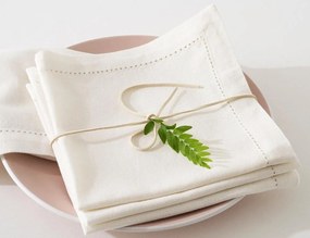 Σετ Πετσέτες φαγητού Chambray Atmosphera με διαστάσεις 40x40cm - White - 4 τεμάχια