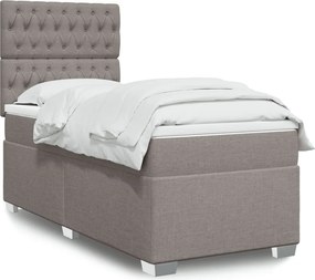 vidaXL Κρεβάτι Boxspring με Στρώμα Taupe 90x200 εκ. Υφασμάτινο