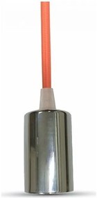 Κρεμαστό Φωτιστικό V-TAC Μεταλλικό Χρώμιο με Υφασμάτινο Καλώδιο Πορτοκαλί με ντουί Ε27 3788