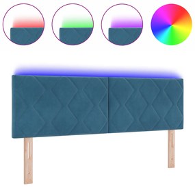 vidaXL LED Κεφαλάρι Σχεδίασης Διαμαντένιων Μπλοκ Σκούρο Μπλε 144 εκ. Βελούδο