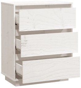 Συρταριέρα Λευκή 60 x 34 x 75 εκ. από Μασίφ Ξύλο Πεύκου - Λευκό