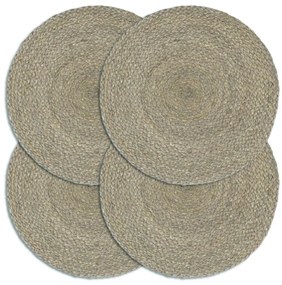 vidaXL Σουπλά Στρογγυλά Απλά 4 τεμ. Γκρι 38 εκ. από Γιούτα