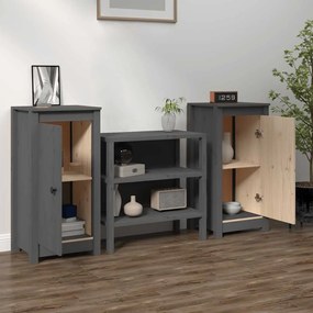 vidaXL Συρταριέρες 2 τεμ. Γκρι 39x35x80 εκ. από Μασίφ Ξύλο Πεύκου