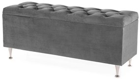 Σκαμπό Seattle 152, 140x45x64cm, Γκρι, Ταπισερί, Πόδια: Μέταλλο, Κουτί αποθήκευσης, Ξύλο, Πλαστικοποιημένη μοριοσανίδα, Βελούδινο | Epipla1.gr