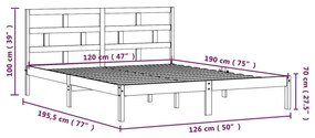 Πλαίσιο Κρεβατιού 120 x 190 εκ. από Μασίφ Ξύλο Small Double - Καφέ