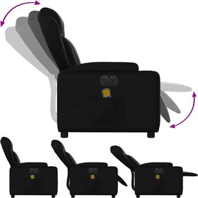 vidaXL Πολυθρόνα Μασάζ Ανακλινόμενη Ηλεκτρική Μαύρη Συνθετικό Δέρμα