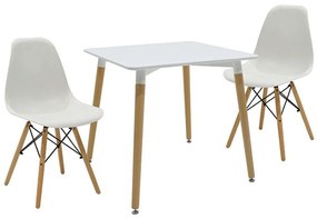 Τραπεζαρία New Salt & Pepper 4 (Σετ 3Τμχ) 200-000678 80x80x75cm Natural-White Mdf,Μέταλλο