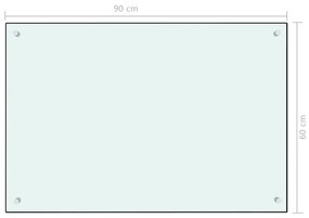 vidaXL Πλάτη Κουζίνας Λευκή 90 x 60 εκ. από Ψημένο Γυαλί