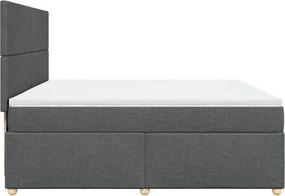 vidaXL Κρεβάτι Boxspring με Στρώμα Σκούρο Γκρι 200x200 εκ. Υφασμάτινο