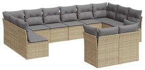 vidaXL Σαλόνι Κήπου Σετ 12 τεμ. Μπεζ Συνθετικό Ρατάν με Μαξιλάρια