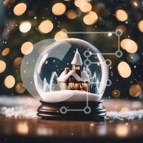 Intra Συλλεκτικό Ξύλινο Παζλ Plywood  4mm - Snow Globe με διακοσμητικό σπίτι για διακόσμηση διακοπών Σε Ξύλινο Κουτί - Διαστάσεις: 10x10 cm – 25 κομμάτια