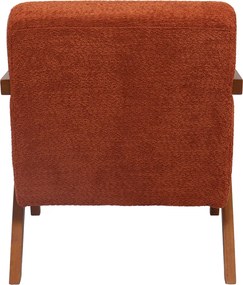 Πολυθρόνα Garifa pakoworld terracotta ύφασμα με πόδι σε καρυδί απόχρωση 79x75x75εκ