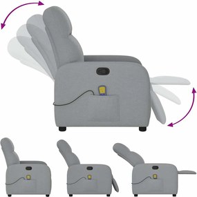 vidaXL Πολυθρόνα Μασάζ Ανακλινόμενη Ανοιχτό Γκρι Υφασμάτινη