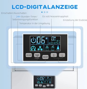 Εμπορική Ice Cube Maker Lighting LED Οθόνες εύκολης ανάγνωσης με ασημί σέσουλα