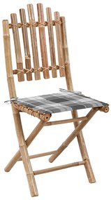 vidaXL Σετ Τραπεζαρίας Εξ. Χώρου Πτυσσόμενο 5 τεμ. Μπαμπού &amp; Μαξιλάρια