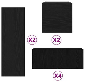 vidaXL Ντουλάπι TV 8 pcs Μαύρο 80 x 30 x 30 εκ Επεξεργασμένο ξύλο