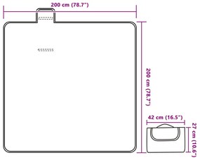 vidaXL Κουβέρτα Πικ-Νικ Πτυσσόμενη Μπλε Καρό 200x200εκ. Βελούδινη