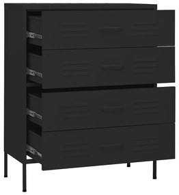 vidaXL Συρταριέρα Μαύρη 80 x 35 x 101,5 εκ. από Ατσάλι