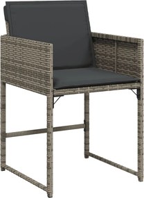 vidaXL Σετ Τραπεζαρίας Κήπου 9 τεμ. Γκρι Συνθ. Ρατάν με Μαξιλάρια