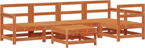 vidaXL Σετ Ξαπλώστρας Κήπου 6 pcs Κερωμένο Καφέ Στερεό πεύκο
